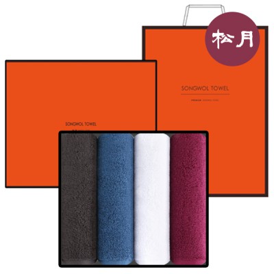 송월타올 S.W 프리미엄 루미누 170G 30수 풀패키지 4매입 세트 + 쇼핑백