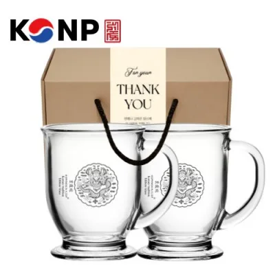 한국전통 K컬쳐 곤룡포 클래식 글라스 머그컵 440ml 2P 기프팅