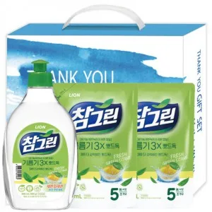 참그린 녹차용기+녹차리필2p 선물세트
