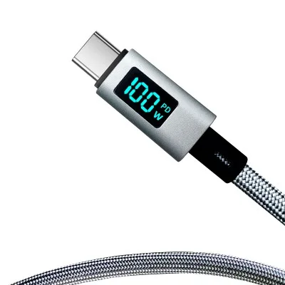 보스위즈 LED 디스플레이 C to C타입 PD 100w 초고속 충전 데이터 케이블 2M BOS-100LCD