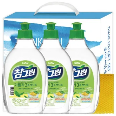 참그린 녹차용기3p+망사수세미 선물세트