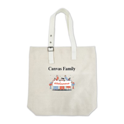 (Canvas Family) 아일렛 버클 포인트 에코백 베이지
