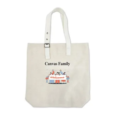 (Canvas Family) 아일렛 버클 포인트 에코백 베이지