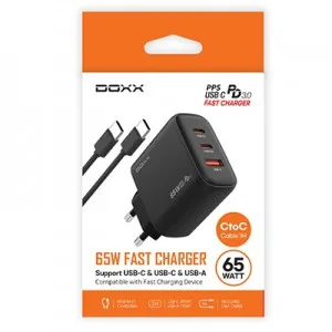 DOXX 65W 3포트 PD3.0 PPS C타입 초고속 멀티충전기 C-C케이블포함