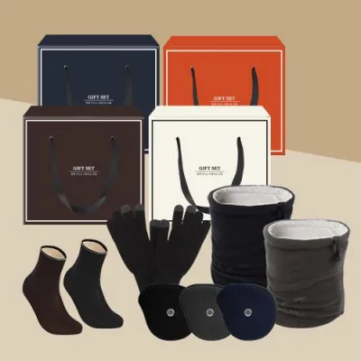 무지 청음 귀마개 + 플씨드 프리미엄 넥워머 + 스마트 터치 무지 장갑 + 방한덧신 SET