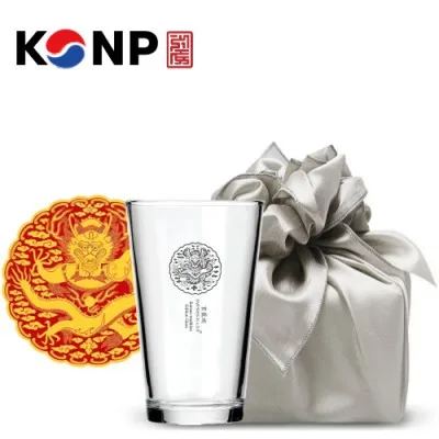 한국전통 K컬쳐 곤룡포 샤이닝 글라스컵 480ml 기프팅 (보자기 포장)