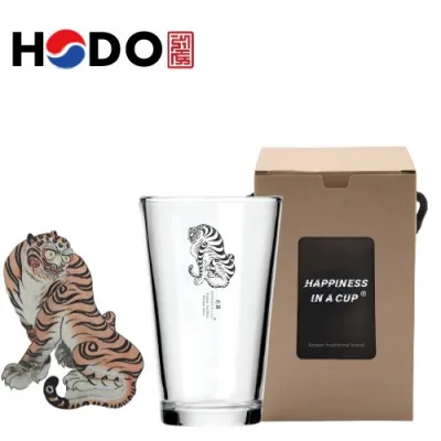 한국전통 K컬쳐 호랑이 맹호도 샤이닝 글라스컵 480ml 1P 기프팅