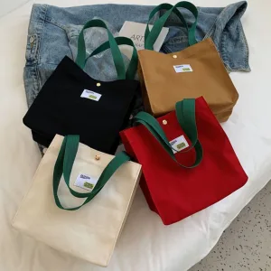 캔버스 똑딱이 에코백 가방 숄더백 손가방 심플 학교 학원