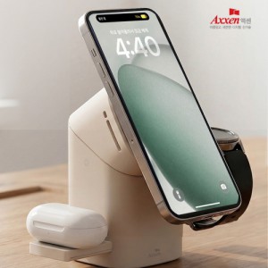 액센 A180 3in1 Qi2 자동 터치센서 회전 초고속 무선충전기
