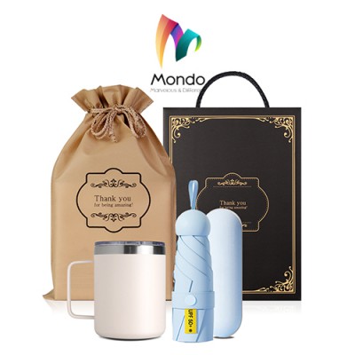 MONDO몬도 텀블러 선물세트 360ml스텐머그컵 1개+5단미니파우치 우산 1개 기프트세트