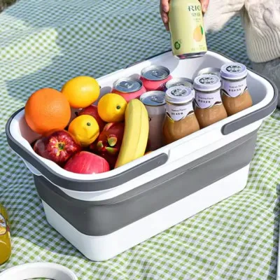 접이식 피크닉 캠핑 테이블 바구니 수납 보관