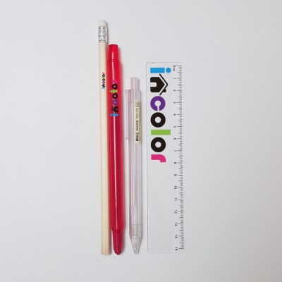 incolor 문구세트 OPP14 (연필1+색연필빨강1+샤프1+자1)