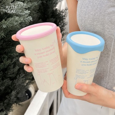 [애프터글랫] 플랫원캡 아이보리 러블리 텀블러 500ml 1P