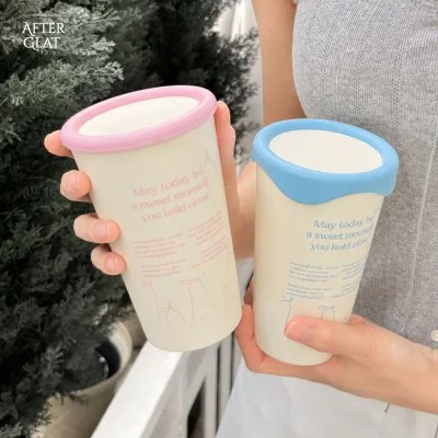 [애프터글랫] 플랫원캡 아이보리 러블리 텀블러 500ml 1P