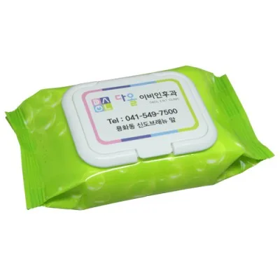 (GC)홍보용 물티슈(물방울연두)(30매)(캡형)