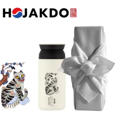 한국전통 K컬쳐 까치와호랑이 호작도 트레블 텀블러 350ml 기프팅 (보자기 포장)