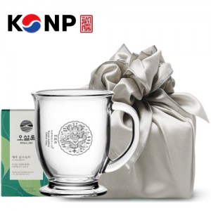 한국전통 K컬쳐 곤룡포 클래식 글라스 머그컵 440ml 오설록 기프팅 (보자기 포장)