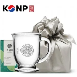 한국전통 K컬쳐 곤룡포 클래식 글라스 머그컵 440ml 오설록 기프팅 (보자기 포장)