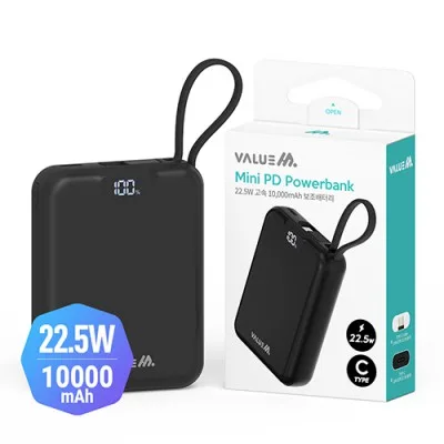 뉴에이커 PD 22.5W 고속 CP 케이블 일체형 미니 보조배터리 10000mAh