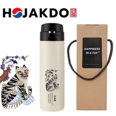 한국전통 K컬쳐 까치와호랑이 호작도 원터치 텀블러 470ml 기프팅