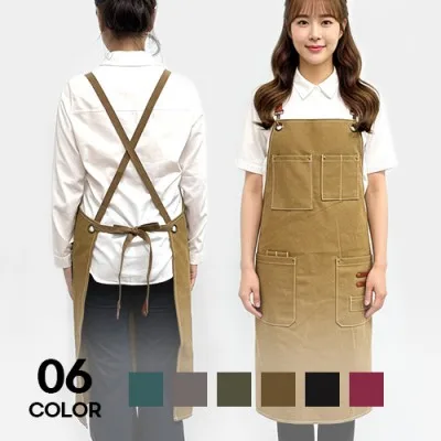 남녀공용 컬러 데님 캔버스 X형 공방 작업용 앞치마