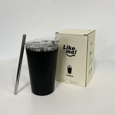 스텐 머그컵 텀블러 420ml 사무실 휴대용 (+빨대증정)