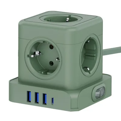 티메코 TMC-10 20W 고속충전 5구 멀티탭 큐브 디자인 4000W 고용량 C타입 USB 4포트