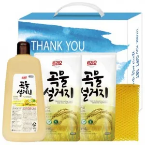 애경곡물설거지용기.리필2p .망사수세미선물세트