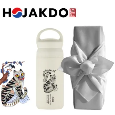 한국전통 K컬쳐 까치와호랑이 호작도 데이오프 텀블러 350ml 기프팅 (보자기 포장)