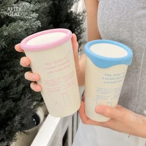 [애프터글랫] 플랫원캡 아이보리 러블리 텀블러 500ml 1P
