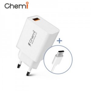 케미 QC3.0 USB타입 1포트 18W 가정용 급속충전기(C타입 케이플포함) HIQC-3000
