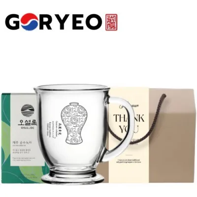 한국전통 K컬쳐 고려청자 클래식 글라스 머그컵 440ml 오설록 기프팅