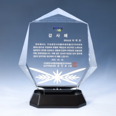 우드 조각 크리스탈 상패 8) 210-2