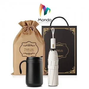 MONDO몬도 텀블러 선물세트 500ml 스텐머그컵1개+3단자동우산 1개 기프트세트