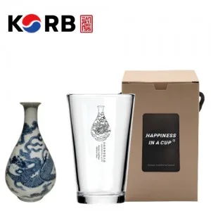 한국전통 K컬쳐 조선 백자청화 샤이닝 글라스컵 480ml 1P 기프팅