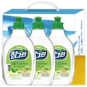 참그린 녹차용기3p+망사수세미 선물세트
