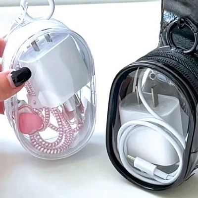 파우치 키링 열쇠고리 인형 파우치 가방 PVC 투명 파스텔 보관 케이스
