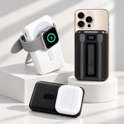 파인큐브 맥세이프 보조배터리 10000mAh 무선충전거치대 M-DOC