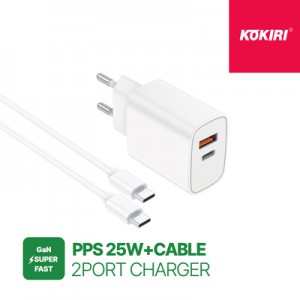 코끼리 EPIC GaN 25W A+C 2포트 초고속 충전기 1.2M 케이블 세트 (CtoC 케이블포함) KWC-K25PD1C1A