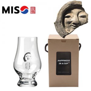 한국전통 K컬쳐 얼굴무늬수막새 신라의미소 위스키잔 노징글라스 양주 니트잔 170ml 1P 기프팅