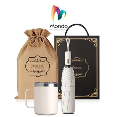 MONDO몬도 텀블러 선물세트 360ml스텐머그컵 1개+3단자동우산 1개 기프트세트