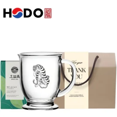 한국전통 K컬쳐 호랑이 맹호도 클래식 글라스 머그컵 440ml 오설록 기프팅