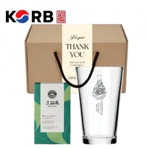 한국전통 K컬쳐 조선 백자청화 샤이닝 글라스컵 480ml 오설록 기프팅