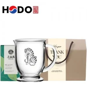 한국전통 K컬쳐 호랑이 맹호도 클래식 글라스 머그컵 440ml 오설록 기프팅