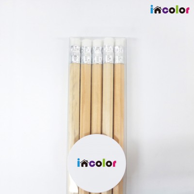 incolor 투명케이스 5본입 네츄럴 육각 연필 (B)