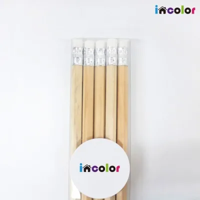 incolor 투명케이스 5본입 네츄럴 육각 연필 (B)