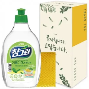 참그린 녹차용기 500ml+망사수세미 선물세트