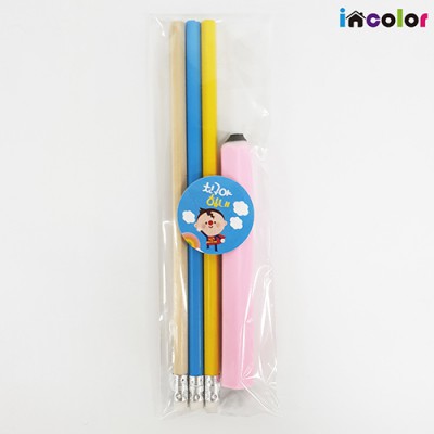 incolor 문구세트 OPP 8 (연필3+연필모양지우개1)