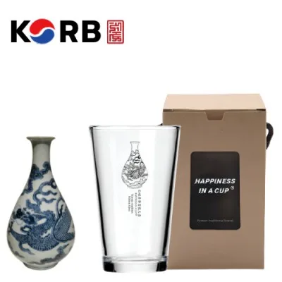 한국전통 K컬쳐 조선 백자청화 샤이닝 글라스컵 480ml 1P 기프팅