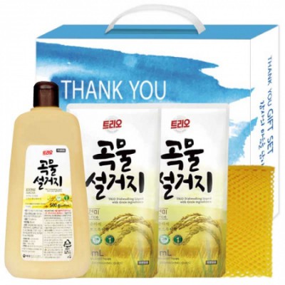 애경곡물설거지용기.리필2p .망사수세미선물세트